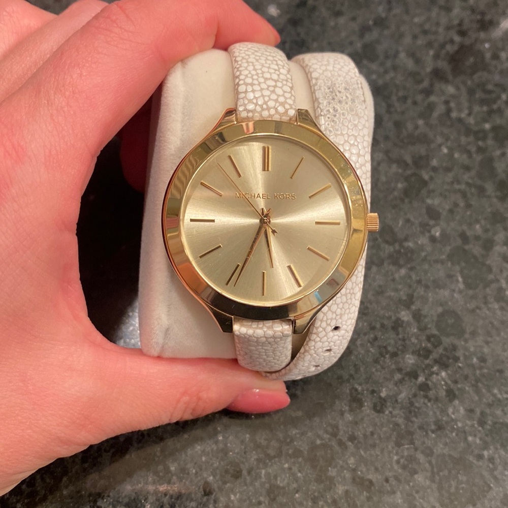 Michael Kors Slim Runway Gold Dial Watch